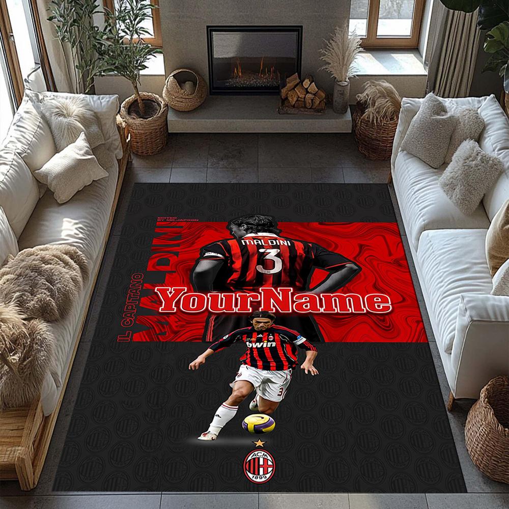 Ac Milan Customize Text Area Rug Suitable for Entryway Bedrooms Outdoor Study room Anti-slip Rug Office home decor Perfect Gift for Women/Men