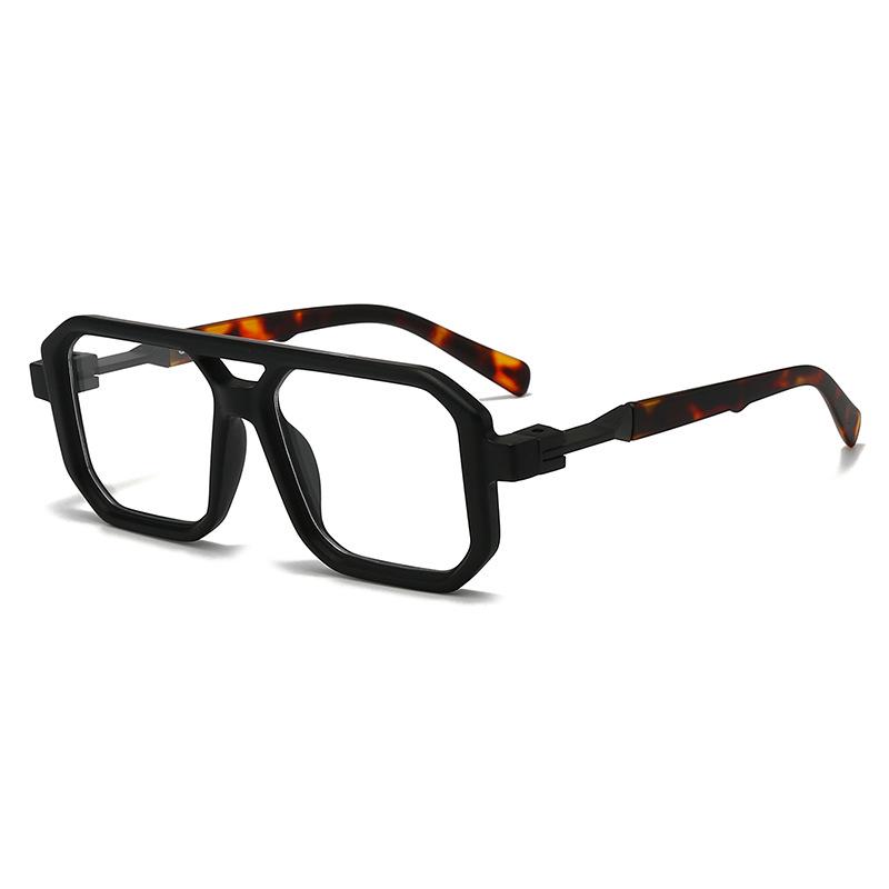 Модные ретро-солнцезащитные очки с двойным мостиком и квадратной оправой для мужчин и женщин - Европейский и американский уличный стиль
