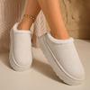 Plus Size Women's Thick-Soled Closed-Toe Slippers Faux Fur Winter Indoor Outdoor Fluffy Warm Cotton Slides Size 36-44