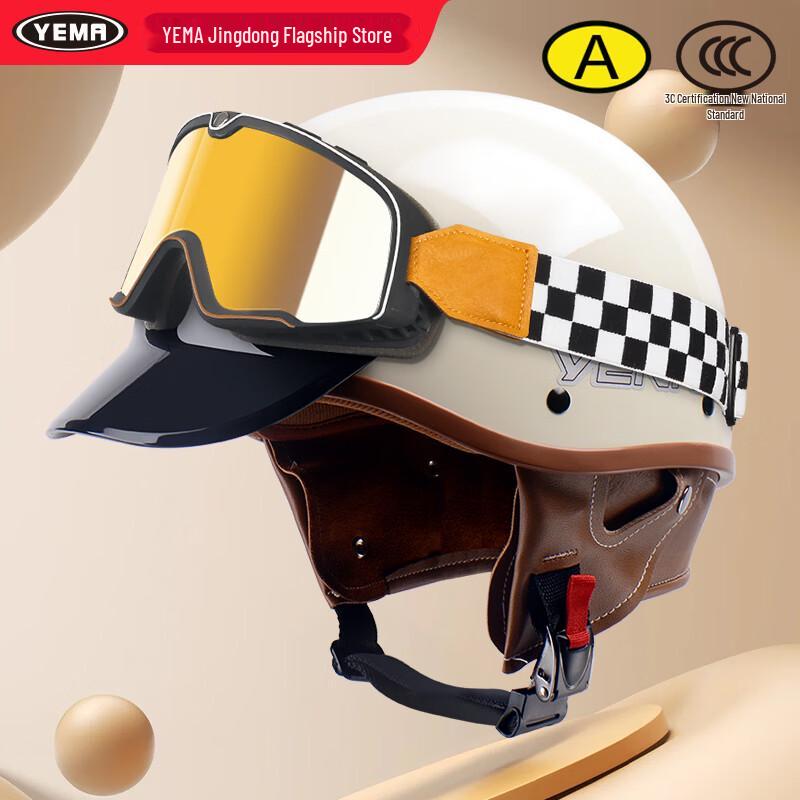 YEMA Retro Half-Face Motorcycle Helmet