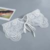 Lace Floral Fake Collar for Women Hollow Out Detachable Collar Shawl Wrap White Lapel Bowknots False Collar Necklace Scarf Cape