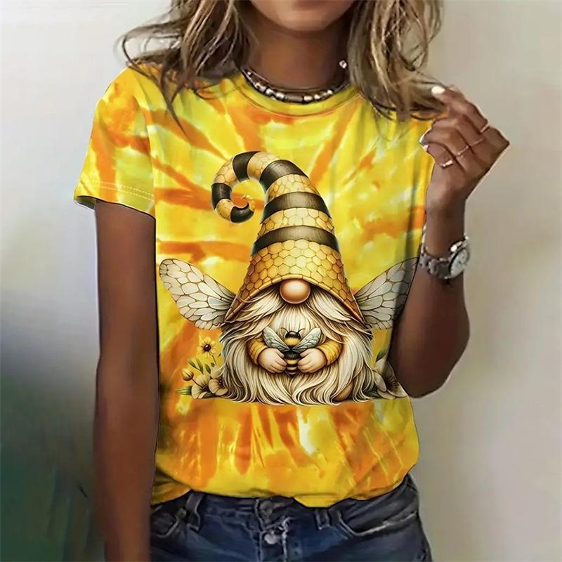 Футболка с рождественским снеговиком с 3D-принтом для женщин, футболки с цветочным принтом и павлином, летние свободные футболки с короткими рукавами и круглым вырезом