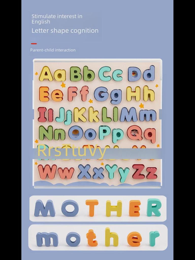 Деревянный обучающий пазл: 3D-конструкторы для детей от 3 до 6 лет — английские буквы и цифры.