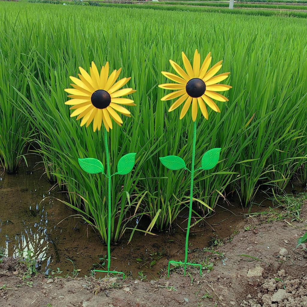 Вращающаяся металлическая ветряная мельница для сада на открытом воздухе, железный патио, вилла, лужайка, подсолнух, украшение, вставные украшения