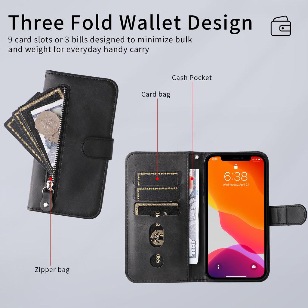 For Xiaomi 15T PU Leather Cases with Zipper Pocket Wallet Phone Cover Stand