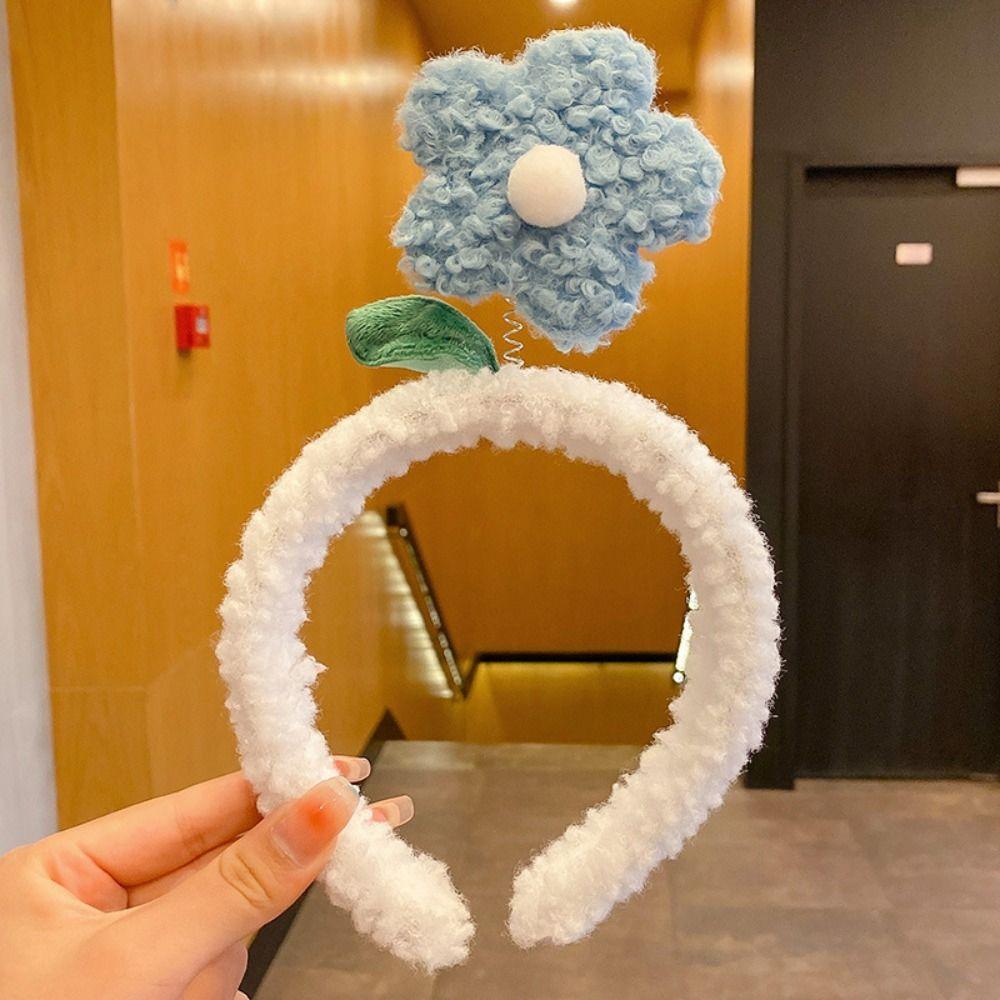 Осенне-зимний обруч для головы, нескользящие аксессуары для волос, высокое качество, милый плюшевый ободок с цветком