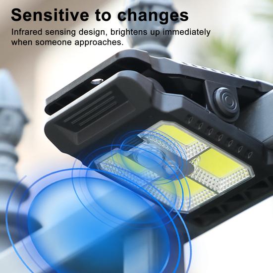Solar Motion Sensor Wall Light Energy-Saving Rechargeable Solar Lamp Waterproof Clip-On Outdoor Lamp for Garden Patio Pathway