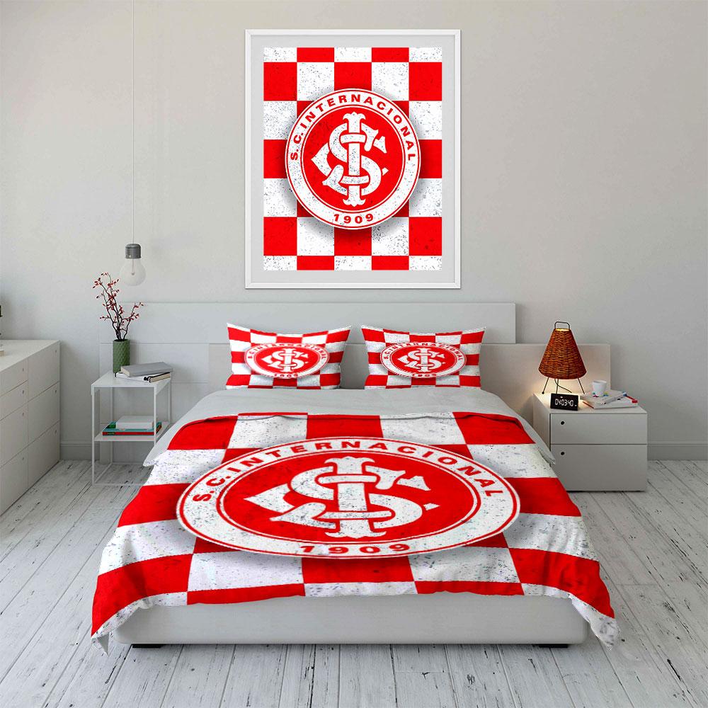 Red and White S.C. Internacional Bedding Bedding Duvet Cover Set Duvet Cover Pillowcases (1 * Duvet Cover 2 * Pillowcases, without duvet insert)