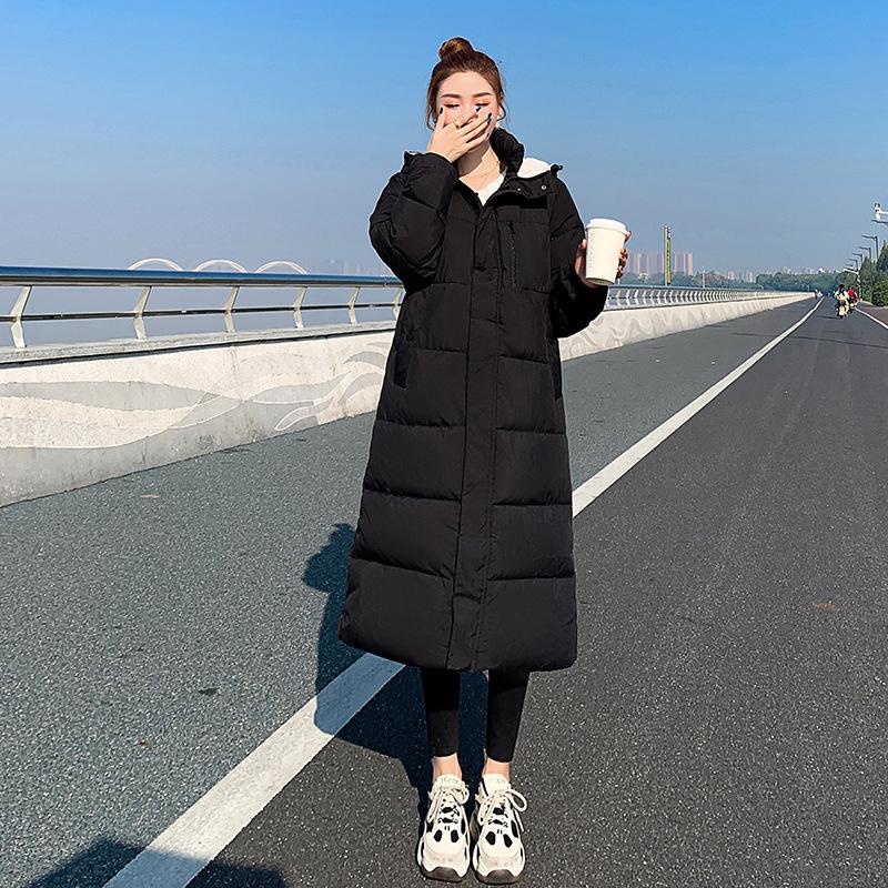 Autumn Winter Thicken Female Warm Long Parka Women Solid Color Loose Big Pocket Hooded Coat Jackets Outwear