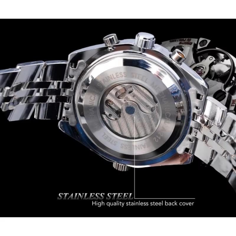 JARAGAR 212 Men New Automatic Mechanical Watch Fashion Business Leisure Multifunctional Stainless Steel Wristwatch for Male Gift