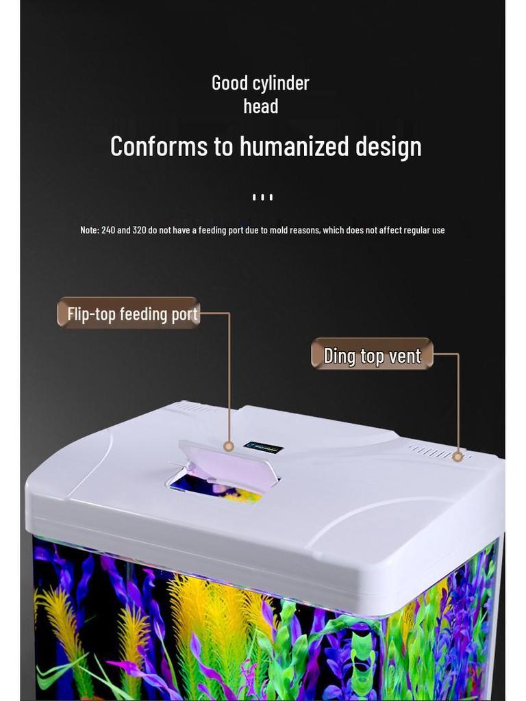 2024 Настольный прямоугольный стеклянный аквариум - Экологичный, Легкая смена воды, Идеально подходит для гостиной и маленьких золотых рыбок