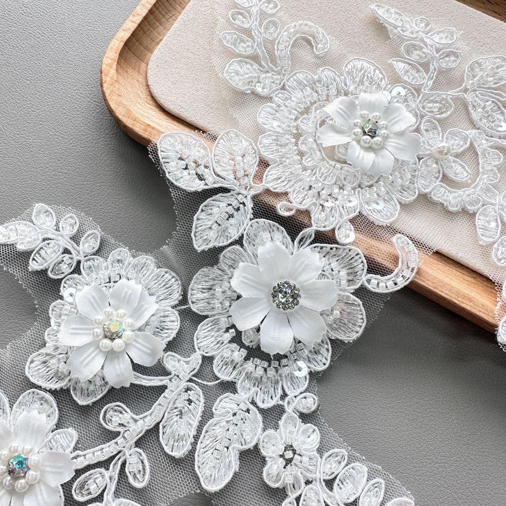 Three-Dimensional Lace Sequins Flower Clothing Wedding Dress Cheongsam Accessories Beads Hand Sewn Clothing Accessories Diy Jewelry Decoration