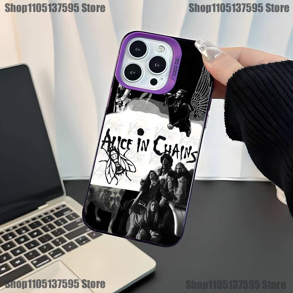 Чехол для телефона Band A-Alice in Chains для iPhone 17,16,15,14,13,12,11,Mini,Pro,E,SE4,XS,MAX Фиолетовый Конфетный Матовый Чехол