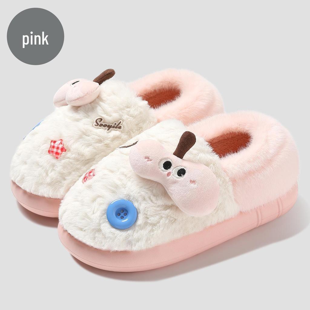 Capybara Women's Winter Cotton Slippers - Cute Cartoon Fluffy Heel, Parent-Child Warm Shoes for Kids & Men.