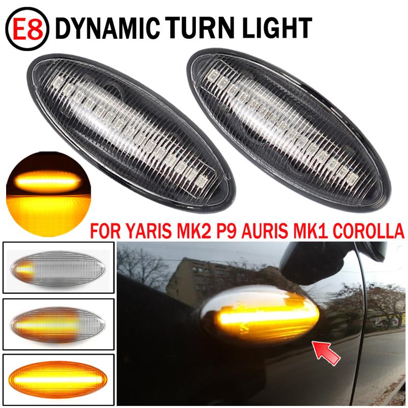 2pcs Dynamic LED Side Marker Light Turn Signal Indicator Repeater Light Fit For Toyota Yaris COROLLA Auris Mk1 E15 RAV4 Mk3