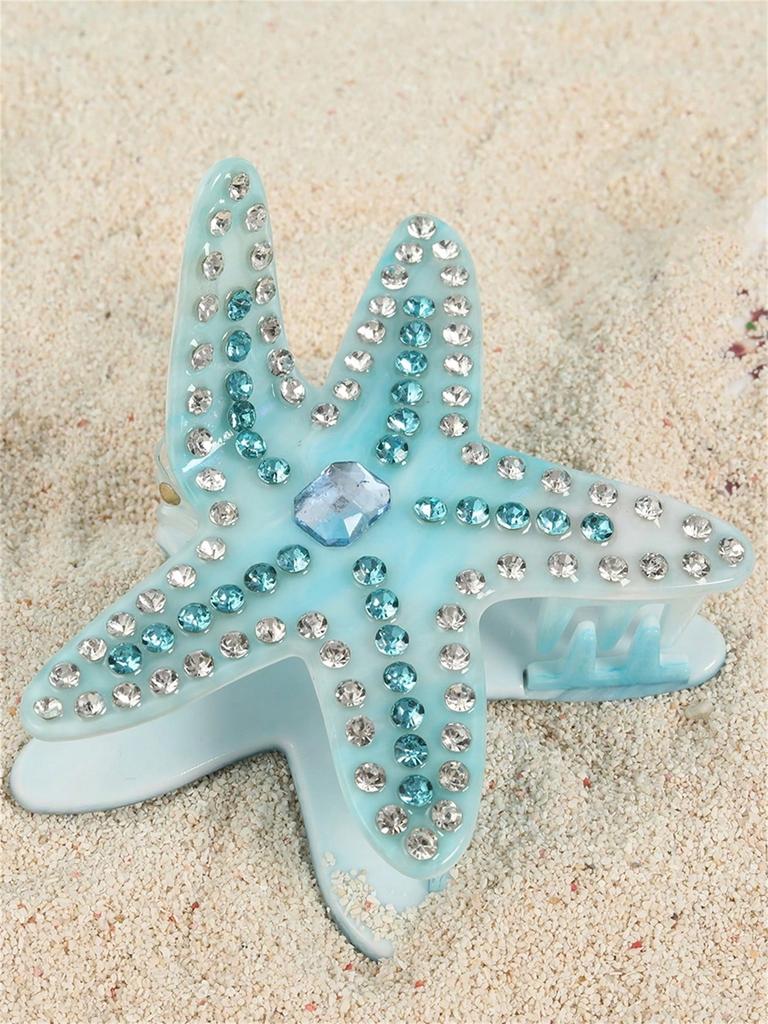 1 New Hairpin Diamond-encrusted Starfish Hair Grab Acetate Shark Clip Temperament Colorful Hairpin Grab Headpiece