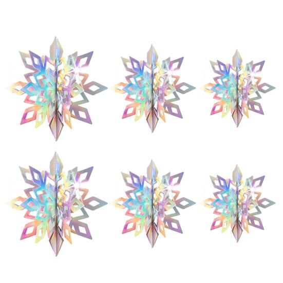 6 шт. Рождественские украшения-снежинки 3D Большие переливающиеся бумажные снежинки Подвесное украшение для зимней сказки, рождественской вечеринки, праздничного домашнего декора