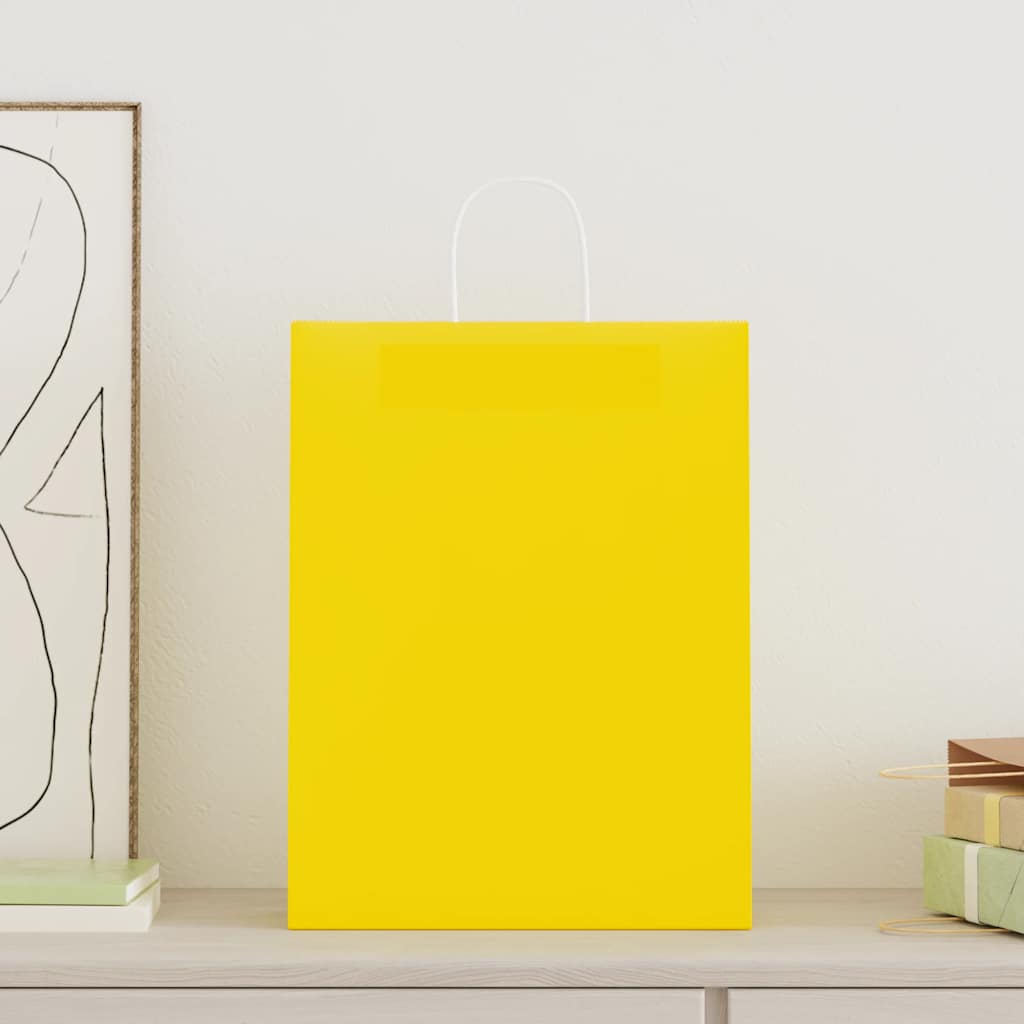 Paper Shopping Bags 250 pcs with Handles Yellow 32 x 12 x 42 cm
