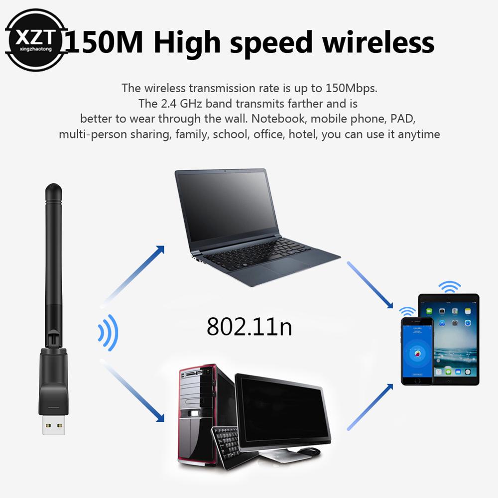 150 Мбит/с RTL818 MTK7601 Беспроводная сетевая карта Мини USB WiFi Адаптер LAN Wi-Fi Приемник Донгл Антенна 802.11 b/g/n для ПК Windows
