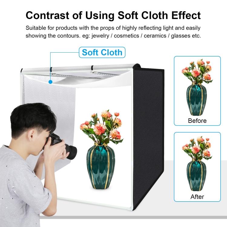 PULUZ 80 см складной портативный 80 Вт 9050LM белый свет фото освещение студия съемка палатка комплект коробка с 3 цветами фонов