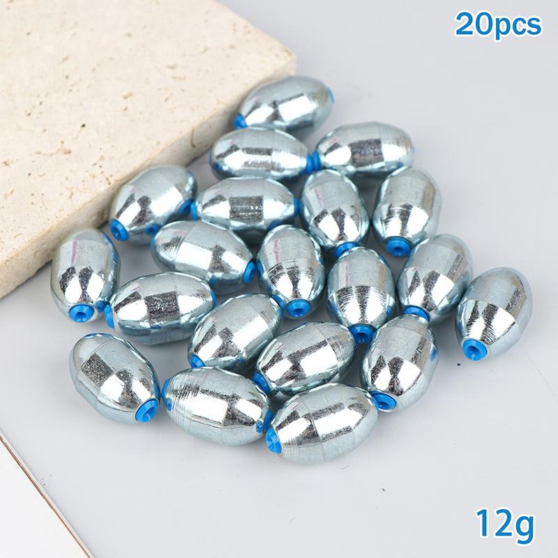 20Pcs Alloy Hollow Olive Fishing Sinkers3/ 4/6/8/10/12/15g Wax Coating Steel Fishing Weights Fishing Weight Accessories