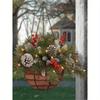 Christmas Hanging Basket Garland with White LED Light Red Berries Pine Cones Snow for Door Window Home Decoration Xmas Gift
