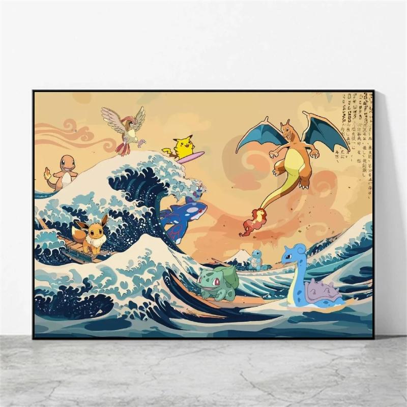 Print on Canvas Gengar Classic Anime Posters Cartoon Character Picture HD Printing Retro Style Home Living Room Decor