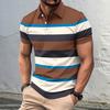 Мужская полосатая футболка с лацканами, повседневная футболка для гольфа с коротким рукавом, деловая футболка с воротником