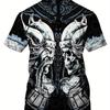 Vintage Wings Graffiti Digital Print Men's Novelty Short Sleeve Crew Neck T-shirt, Summer Outdoor