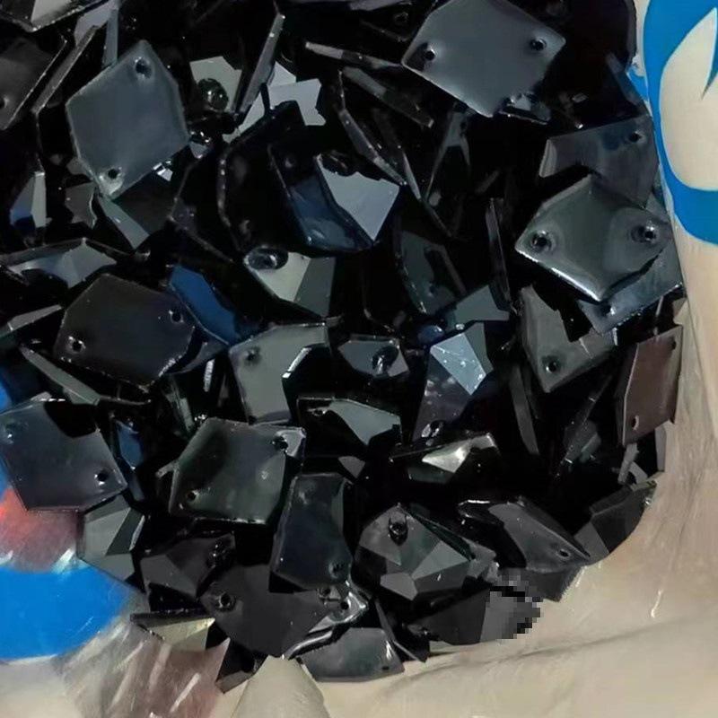 Hand-Sewn Rhinestone Dancewear Stickers, Irregular/Round Water Drop Shapes, Mixed Styles for Black Pool Competitions