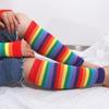 Sleeve Sun Protective Female Arm Warmers Striped Arm Warmers Knitting Gloves Rainbow Sleeve Cuff