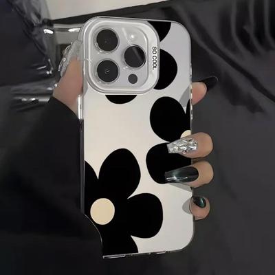 Черный Цветочный Цвет Серебристый Чехол для Телефона для Apple 17/16/15 Pro, 14 Pro Max/13/12 - Горячая Распродажа