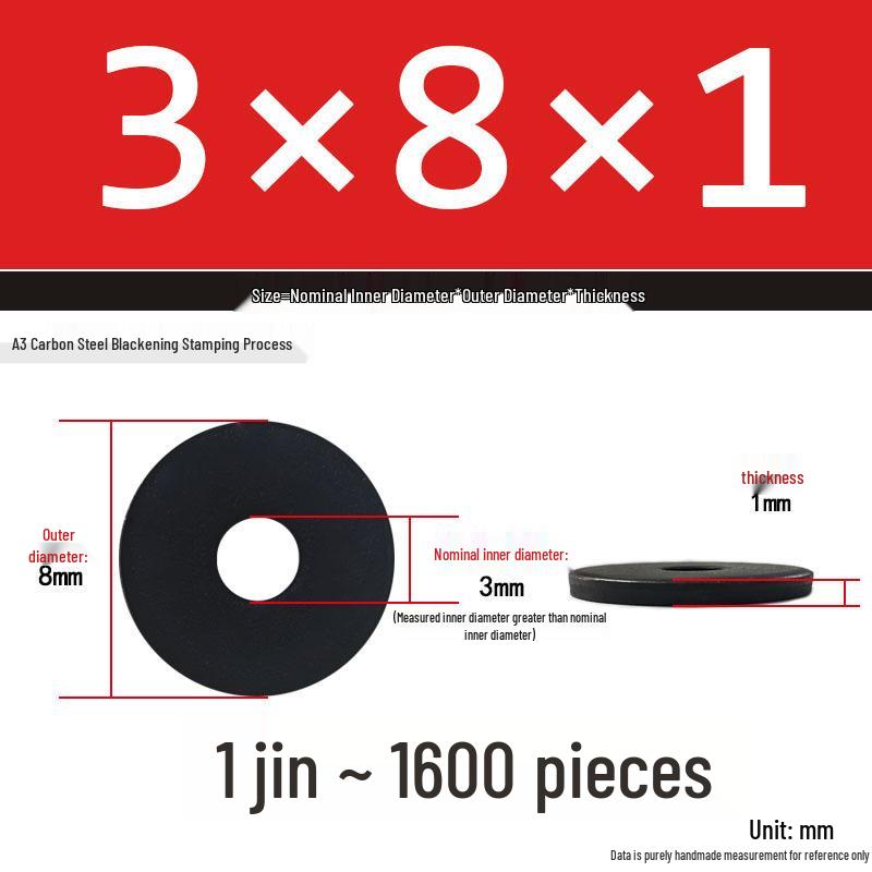 Black Oversized Thickened Round Metal Flat Washer Spacer for Home Use