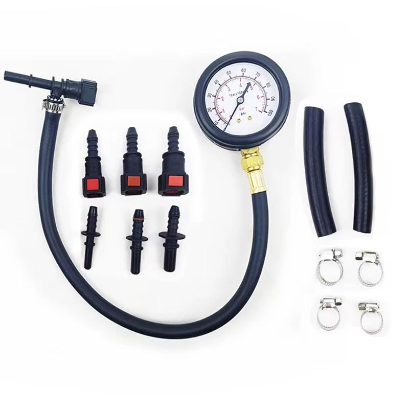 Automobile Fuel System Gasoline Pressure Gauge Motorcycle Car Pressure Tester Tool 0-100Psi 6.3/ 7.89/ 9.49 With Valve