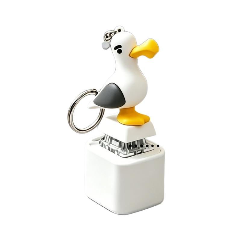 Funny Mini Seagull Fidget Keychain Soft Press Finger Button Stress Relief Toy for Home Office Relaxation