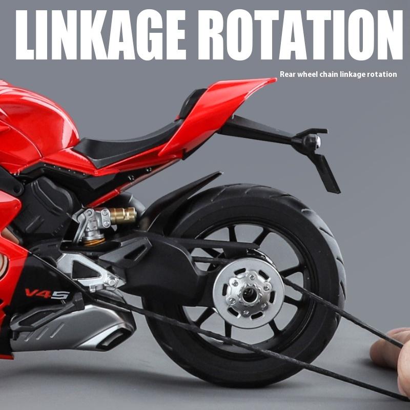 Модель мотоцикла DUCATI V4S в масштабе 1/9 из сплава со светом - Премиальная игрушечная машинка-реплика для детей, подарок для энтузиаста гонок