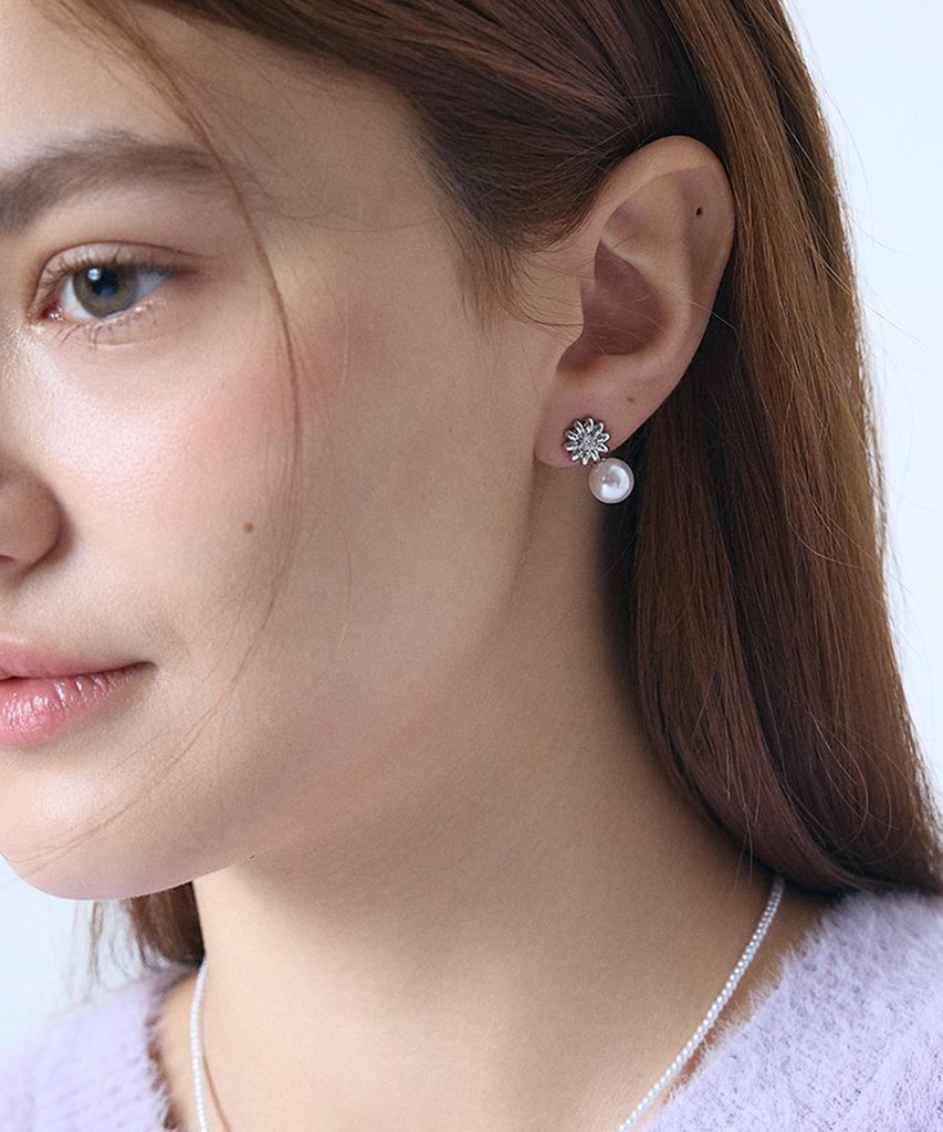 Серьги L'Ombrillant Petit Pearl Fleur (Серебряное золото)