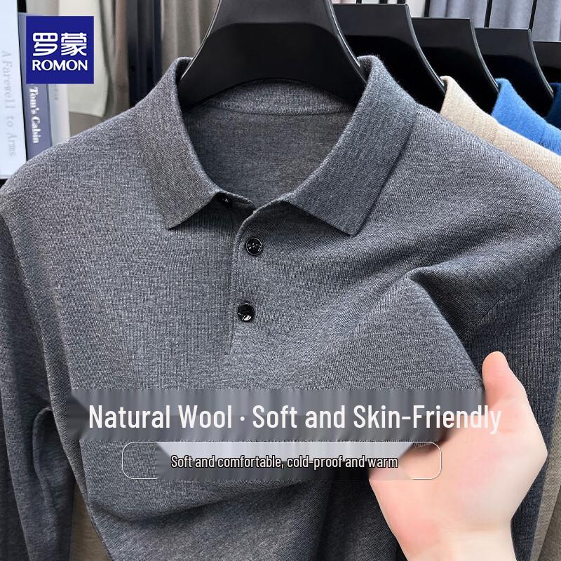 Romon Men's Wool Blend Business Casual Polo Neck Pullover Sweater
