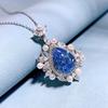 New 925 Sterling Silver Sapphire Necklace Sparkling Diamond Pendant Gemstone Engagement Wedding Bride Fine Jewelry
