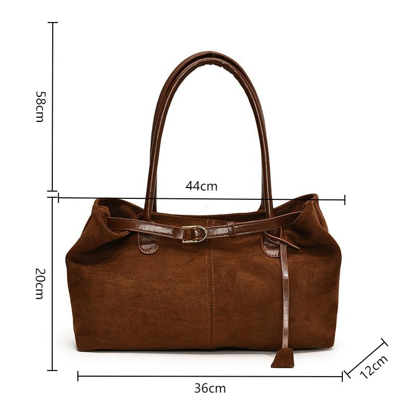 Autumn Winter Women's Suede Underarm Tote Bag Large Capacity Commuter Shopper Shoulder Bag New Trendy Soft Leather Handbags
