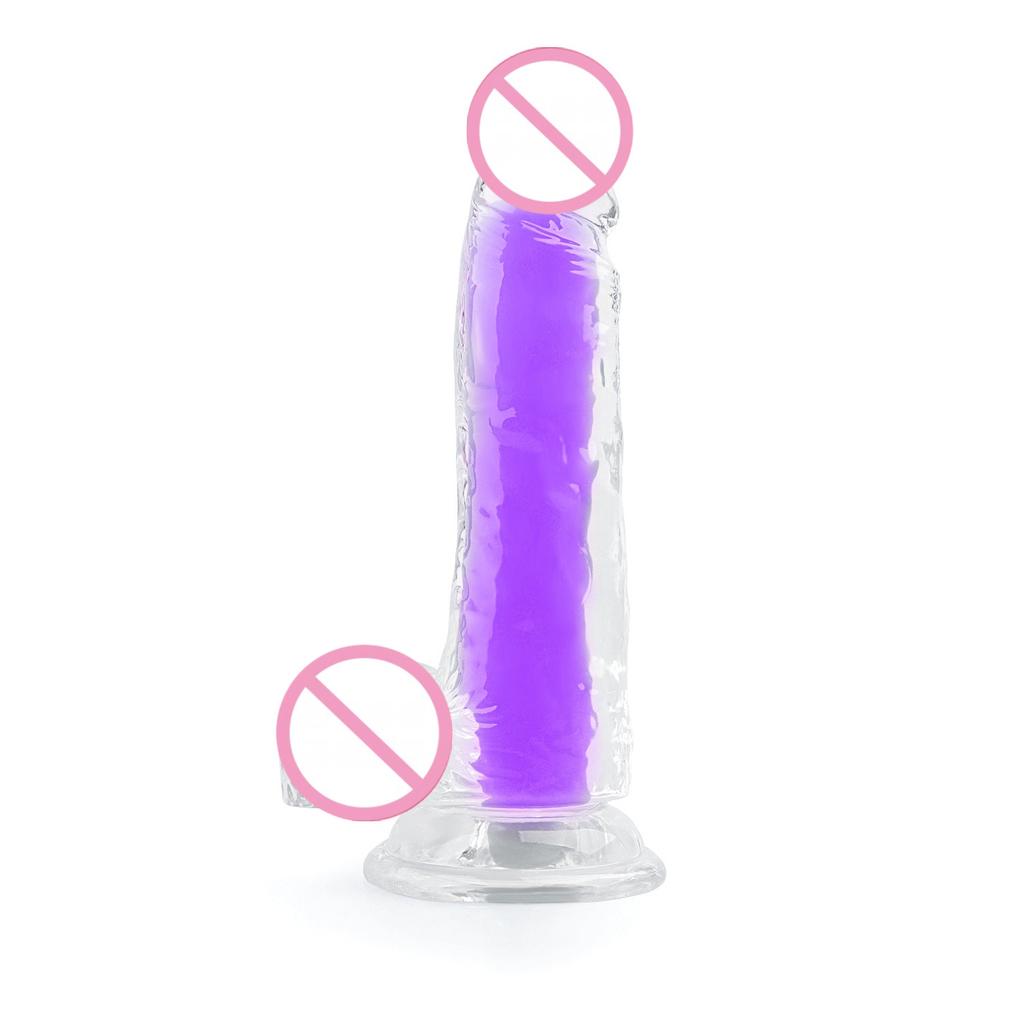 Двухслойные Прозрачные Светящиеся Дилдо Желейный Член Анальная Пробка Дилататор Секс-игрушки для Мужчин Женщин Эротический Клиторальный Вагинальный Мастурбатор