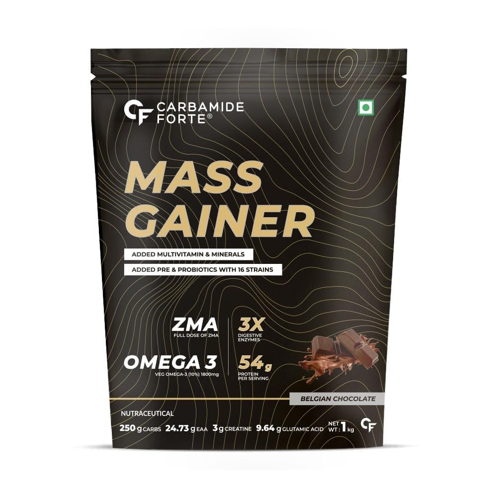 Carbamide Forte Масс Гейнер Протеиновый Порошок 54г | Гейнер 250г Углеводов, ZMA, Креатин, Мультивитамины Бельгийский Шоколад 1кг