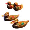 1 Pair Artistic Wooden Duck Statues Colorful Home Decors Collectible Animal Sculptures For Romantics Interior Ornaments