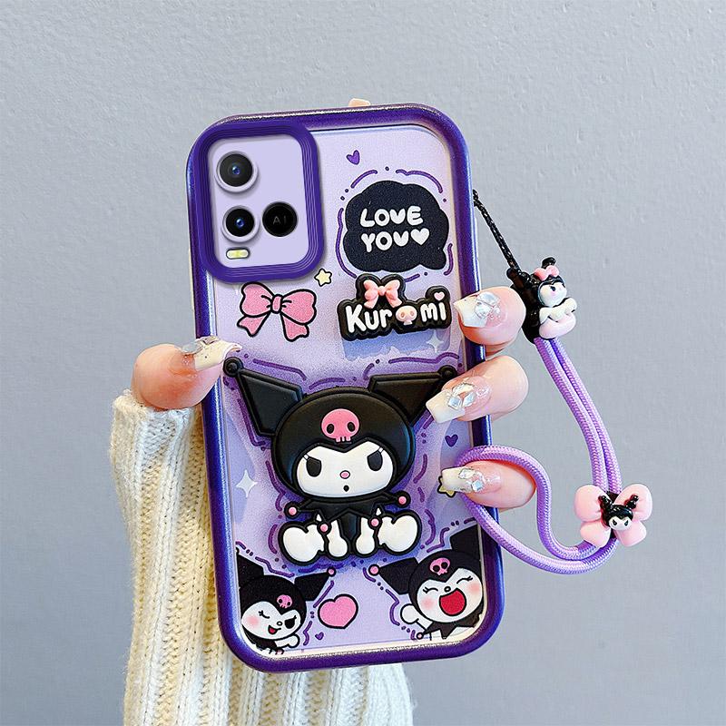 KEYSION Противоударный чехол для VIVO Y21 Y21S Y33S Y33T со шнурком, мягкий силиконовый чехол для телефона с милой 3D-мультяшной куклой для VIVO T1X