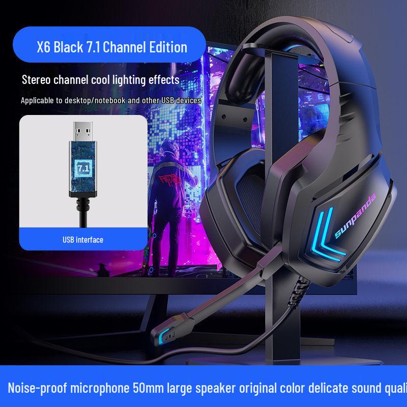 Игровые USB-наушники: Шумоподавление с крутыми световыми эффектами для ПК и ноутбука