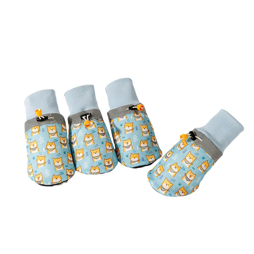 Большие собачьи ботинки Нескользящие Двухслойные Средние и Крупные Собаки Общие Черные Защитные Чехлы для Лап Хлопковые Теплые Тапочки со Шнурком