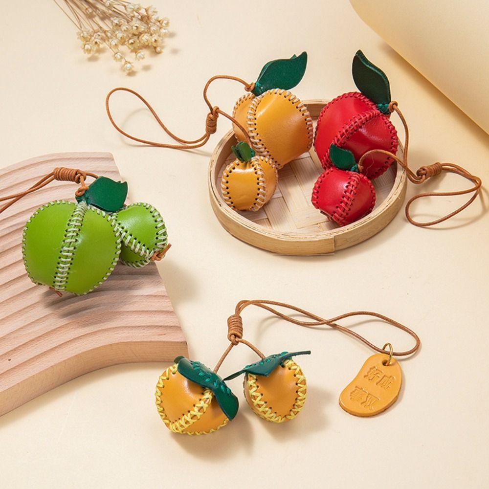 Strawberry Fruit Pendant Pear Bag Pendant Cute Leather Keychain  Women