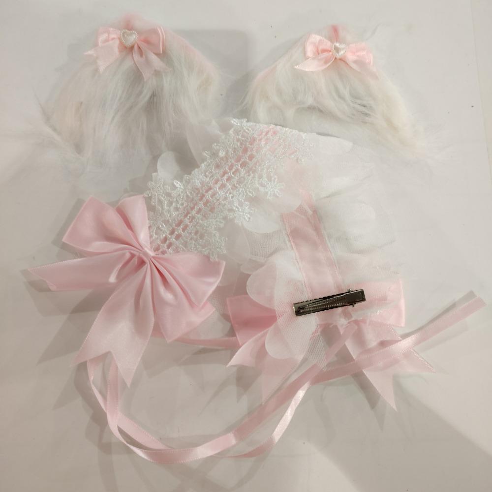 Jk Ruffled Headband Ribbon Bow Barrettes Sweet Lolita Lace Headband  Cosplay Accessory
