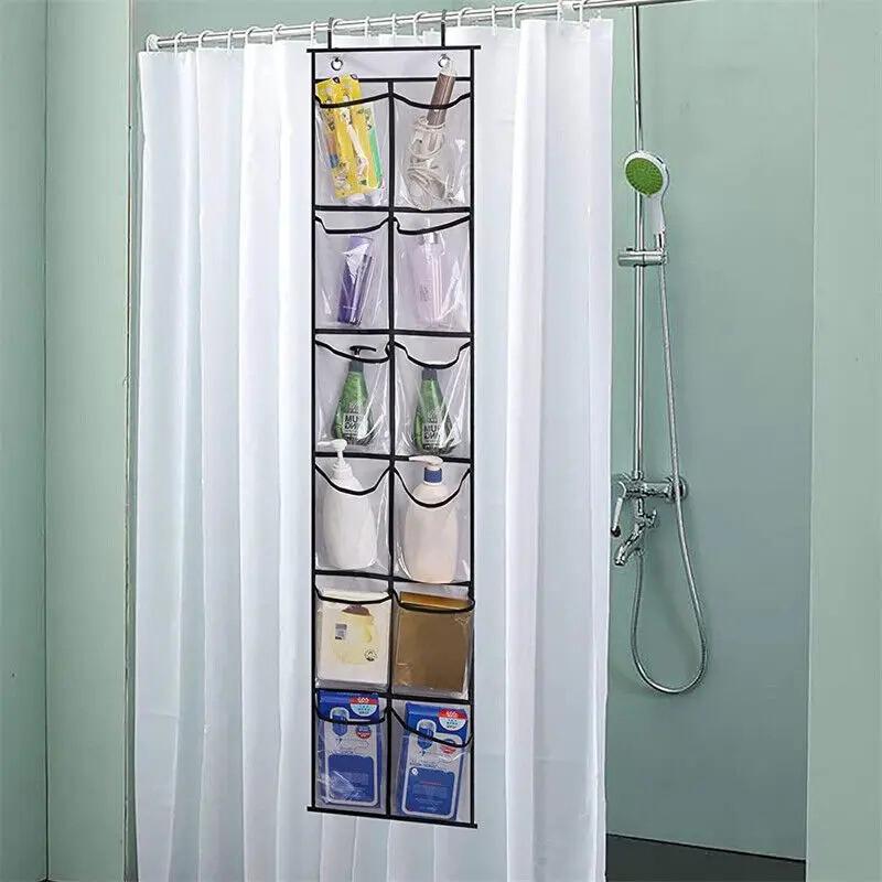 12/24 Grids Wall-Mounted Sundries Shoe Organiser Fabric Closet Bag Storage Rack Mesh Pocket Clear Hanging Over The Door Box