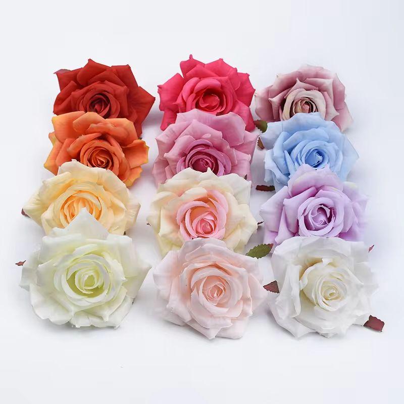 50/100pcs Silk Roses Flowers Wall Room Accessories Festival Car Decoration Home Wedding Cheap Artificial Plants Bride Brooch Diy
